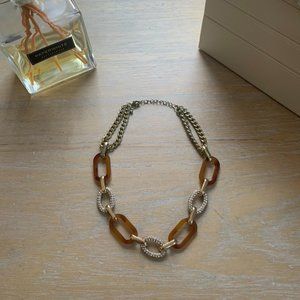 Tortoise and Faux Diamond Chain Link Necklace